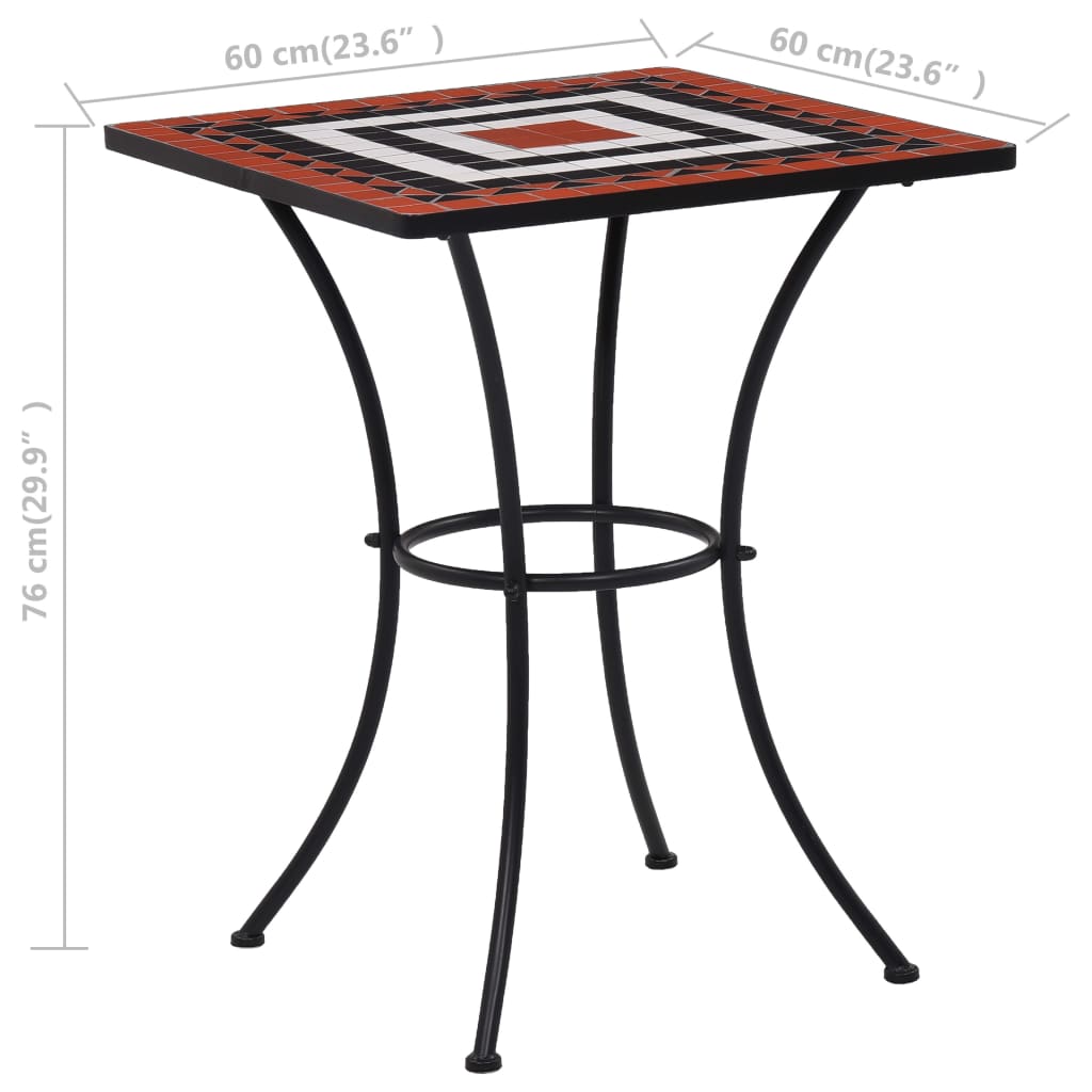 Mosaik-Bistrotisch Terrakotta und Weiss 60 cm Keramik